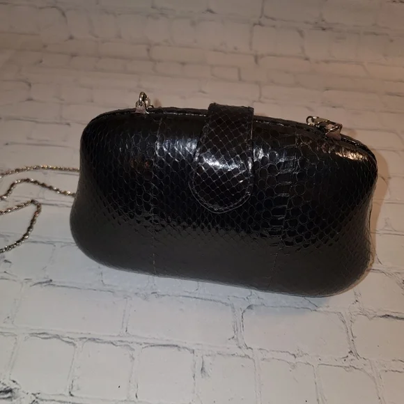 Clarita Black Snakeskin Crossbody Bag - Picture 4 of 7